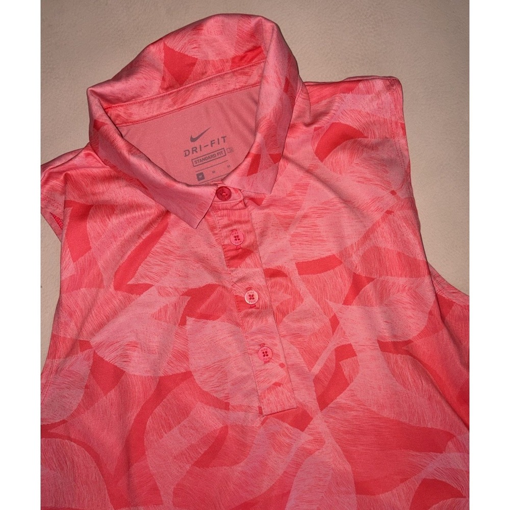 Nike Golf Leaf Printed Fairway Sleeveless Women Polo Tank Dri-Fit Coral Medium